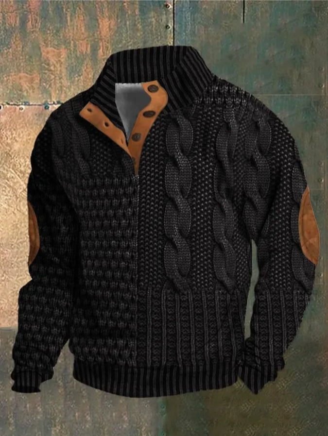 Men’s Stand-Collar Button Hoodie