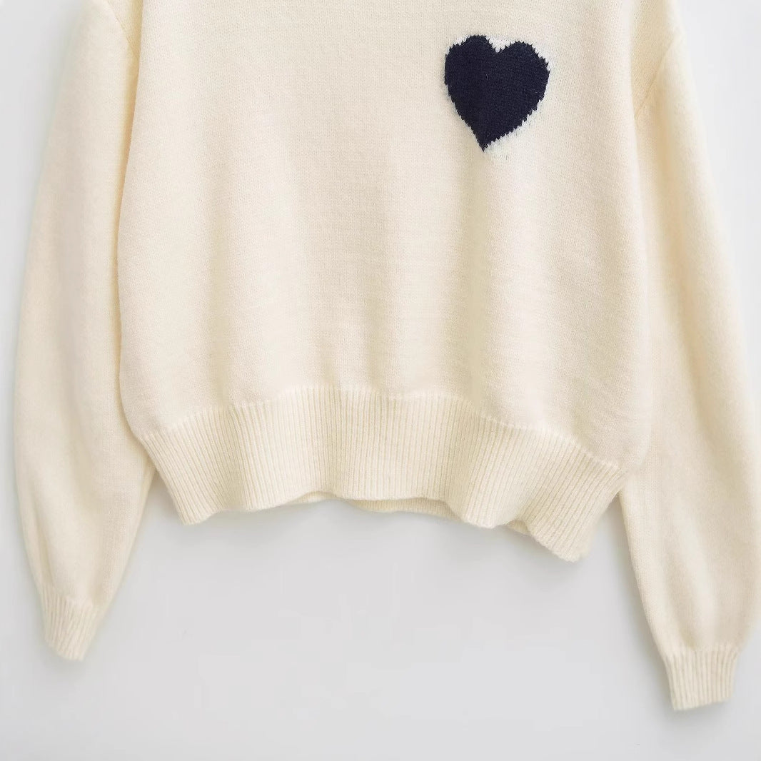Heart Embroidered Crewneck Sweater