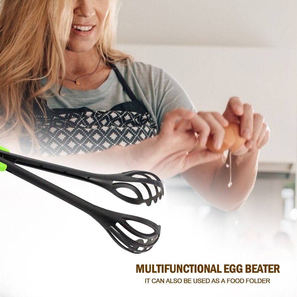 2-in-1 Manual Egg Whisk & Food Tongs