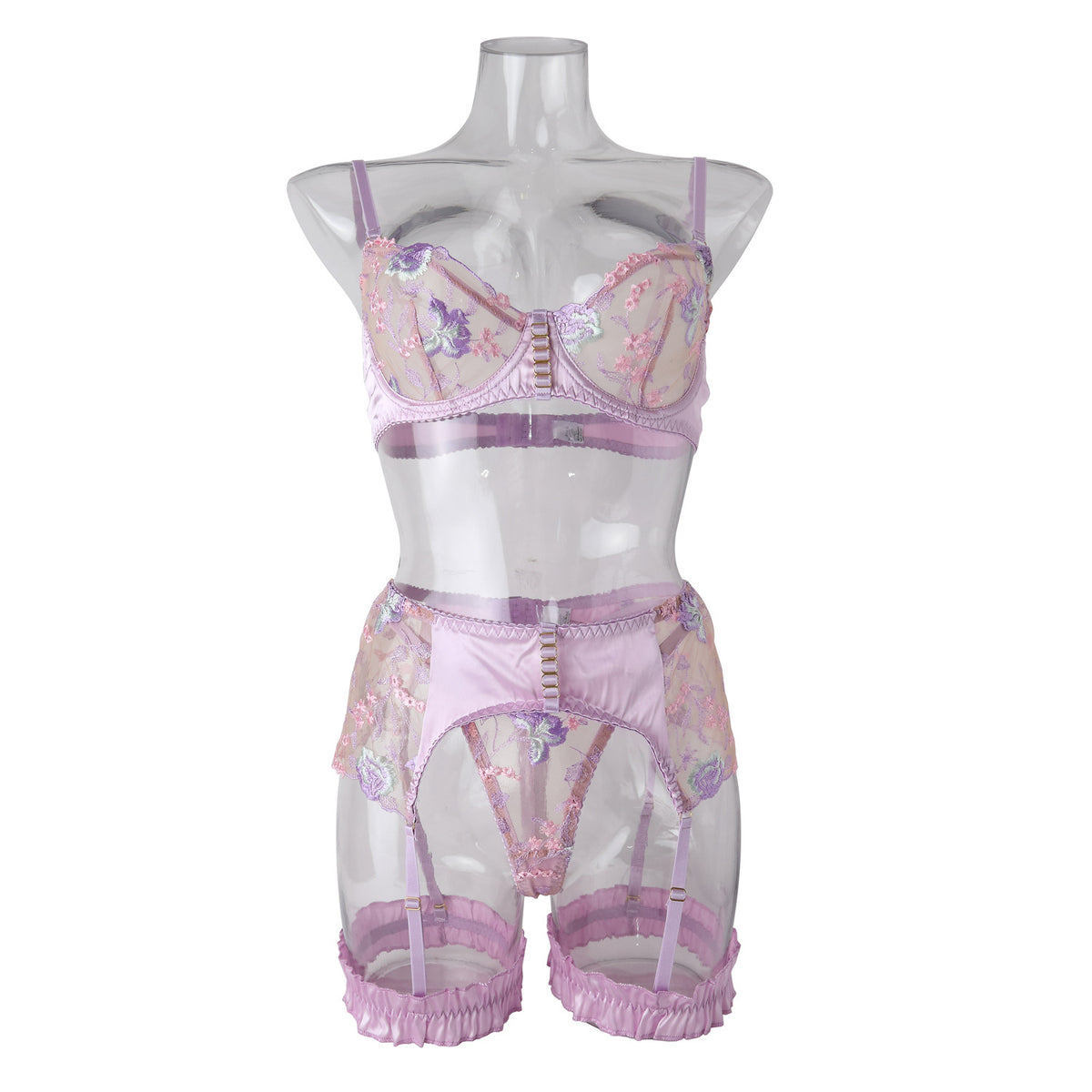 Embroidered Lace Lingerie Set