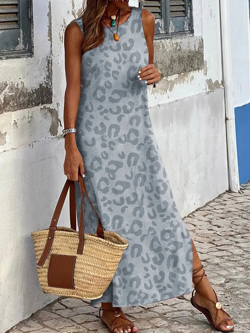 Leopard Print Side-Slit Dress