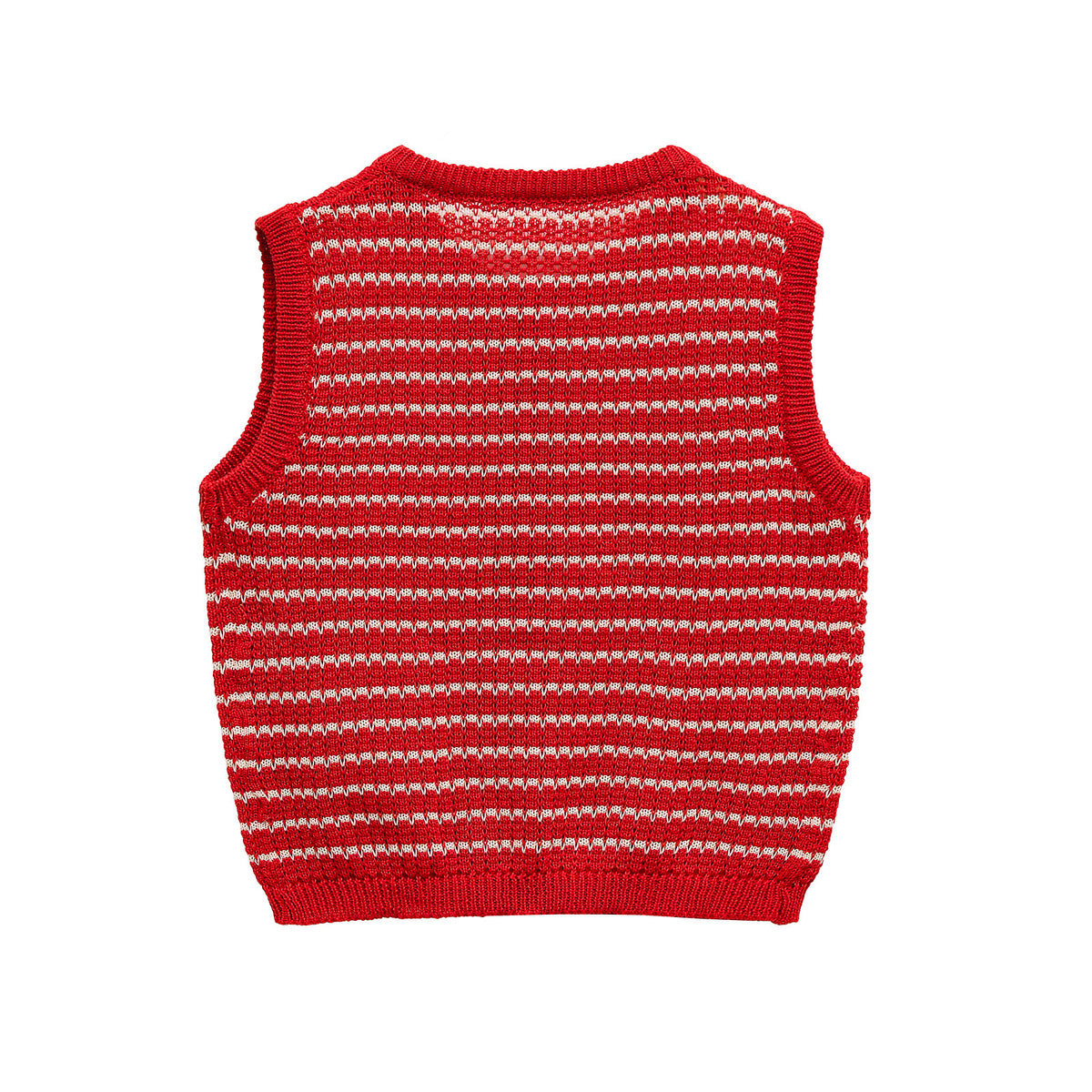 Striped Jacquard Sleeveless Button Top