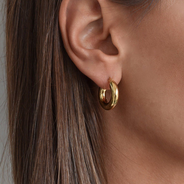 Gold-Tone Stainless Steel Hoop Earrings