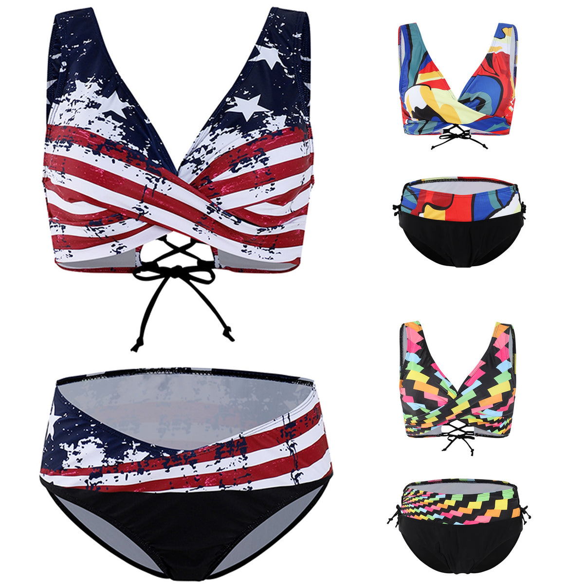 Women’s Two-Piece Striped Swimsuit product image