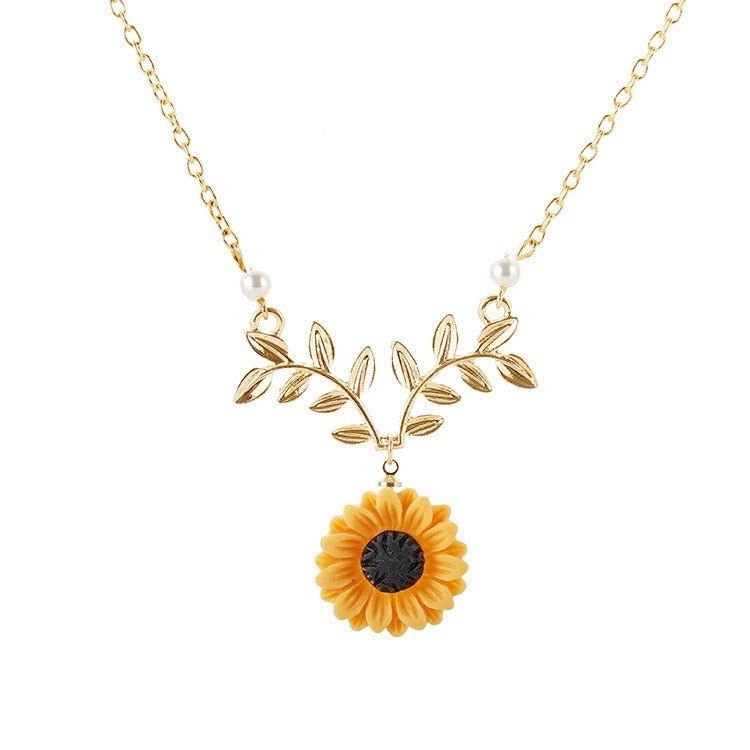 Sunflower Pearl Pendant Necklace