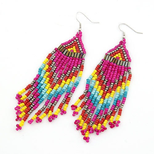 Bohemian Pearl & Geometric Long Earrings