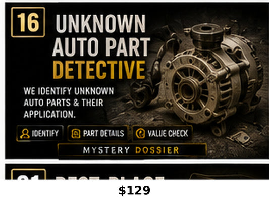 Unknown Auto Part Detective research service graphic