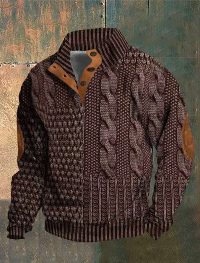 Men’s Stand-Collar Button Hoodie