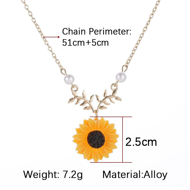 Sunflower Pearl Pendant Necklace