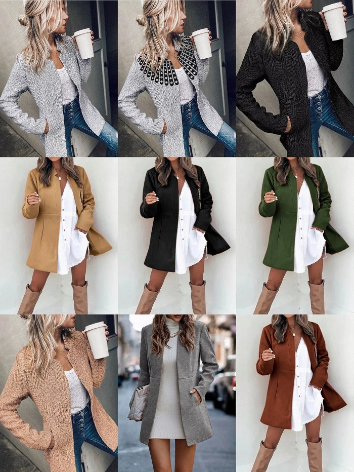Cropped Wool-Look Lined Jacket