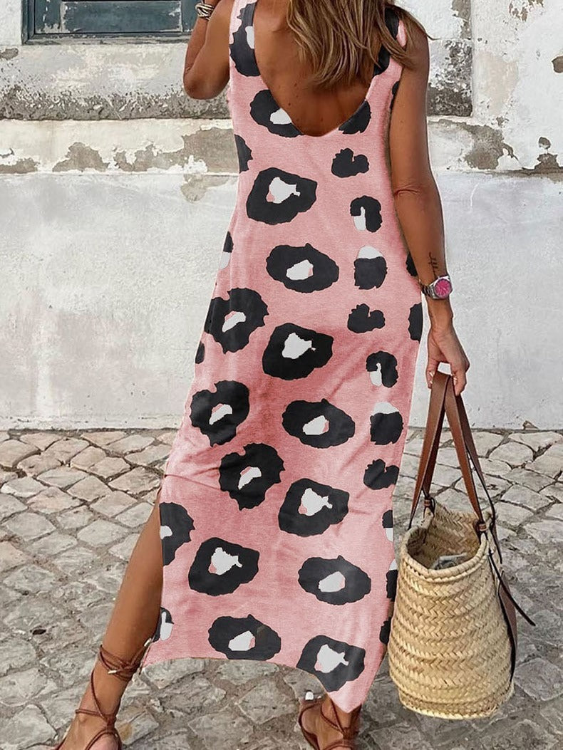 Leopard Print Side-Slit Dress