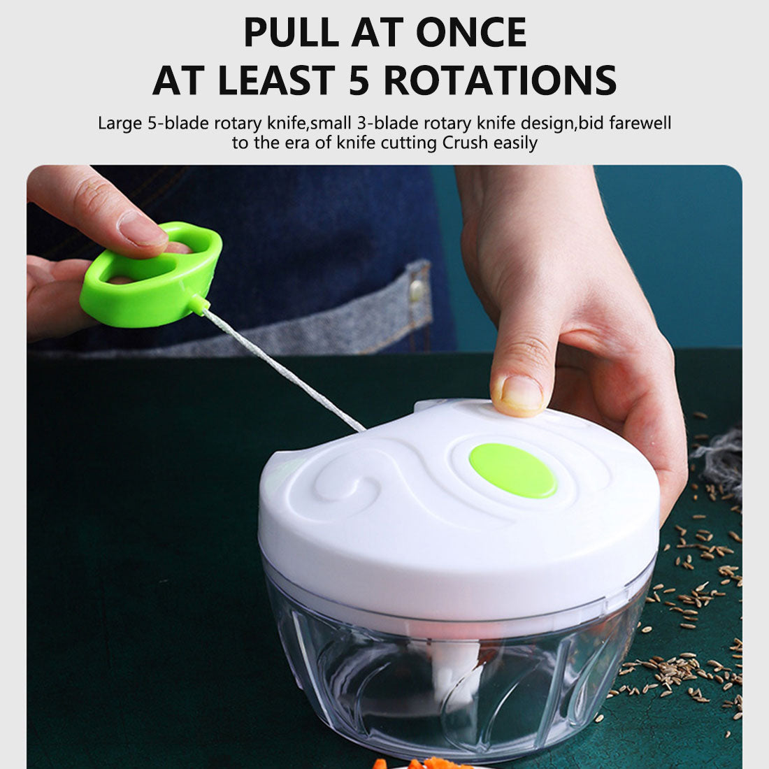 Manual Pull-Cord Vegetable & Garlic Chopper
