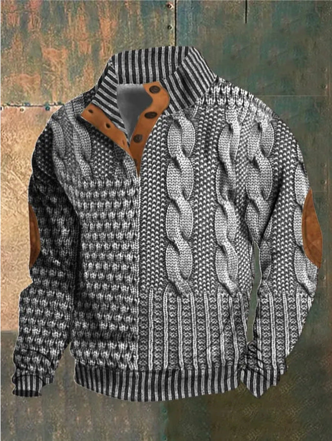 Men’s Stand-Collar Button Hoodie