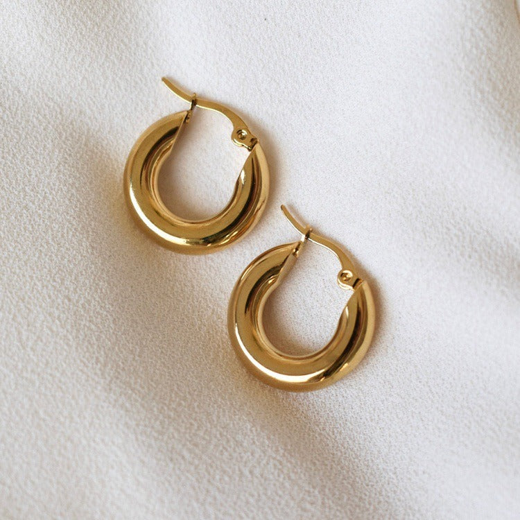 Gold-Tone Stainless Steel Hoop Earrings