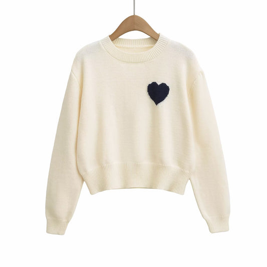 Heart Embroidered Crewneck Sweater product image