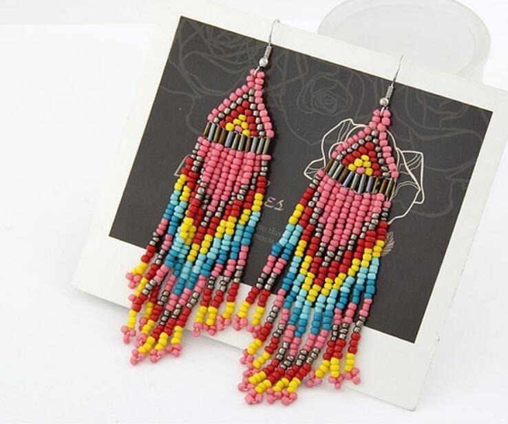 Bohemian Pearl & Geometric Long Earrings