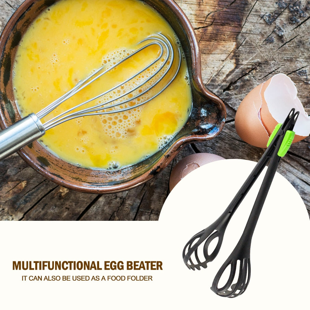 2-in-1 Manual Egg Whisk & Food Tongs product image