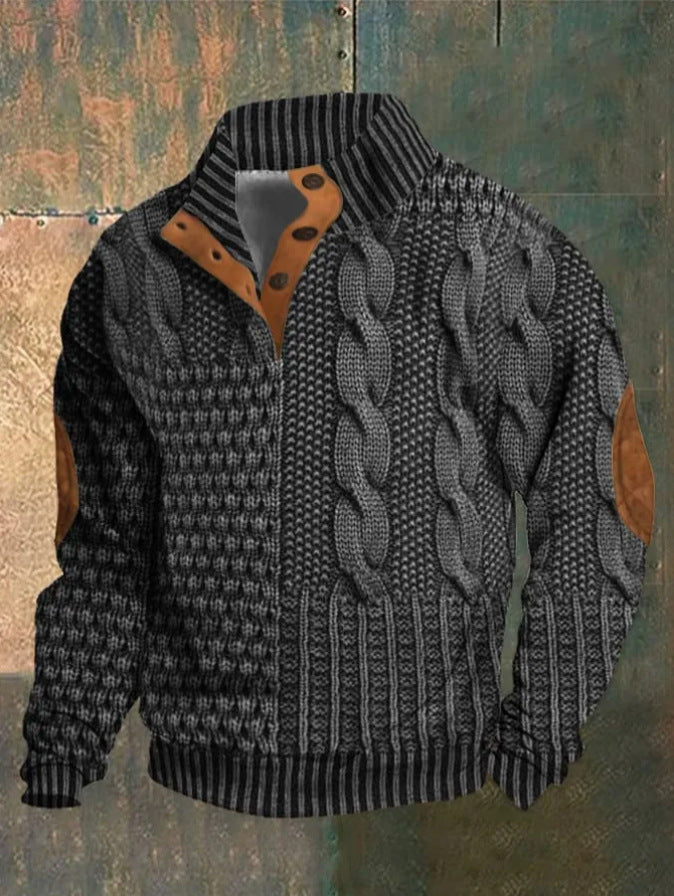 Men’s Stand-Collar Button Hoodie