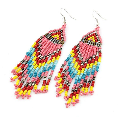 Bohemian Pearl & Geometric Long Earrings