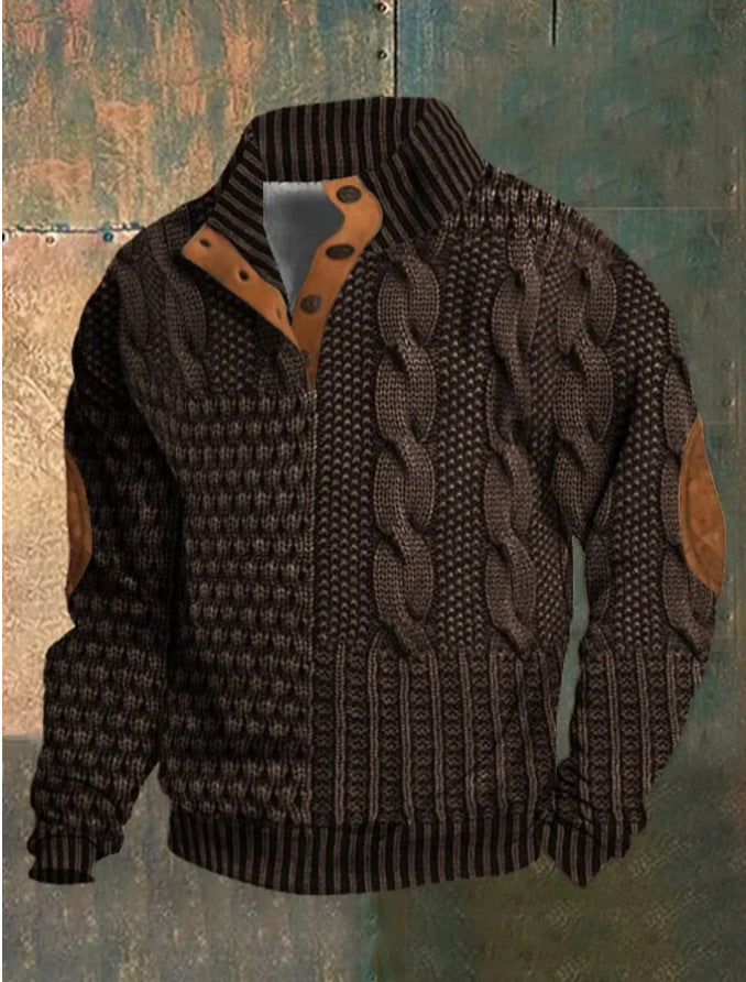 Men’s Stand-Collar Button Hoodie