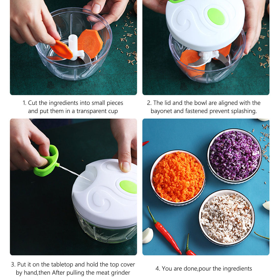 Manual Pull-Cord Vegetable & Garlic Chopper