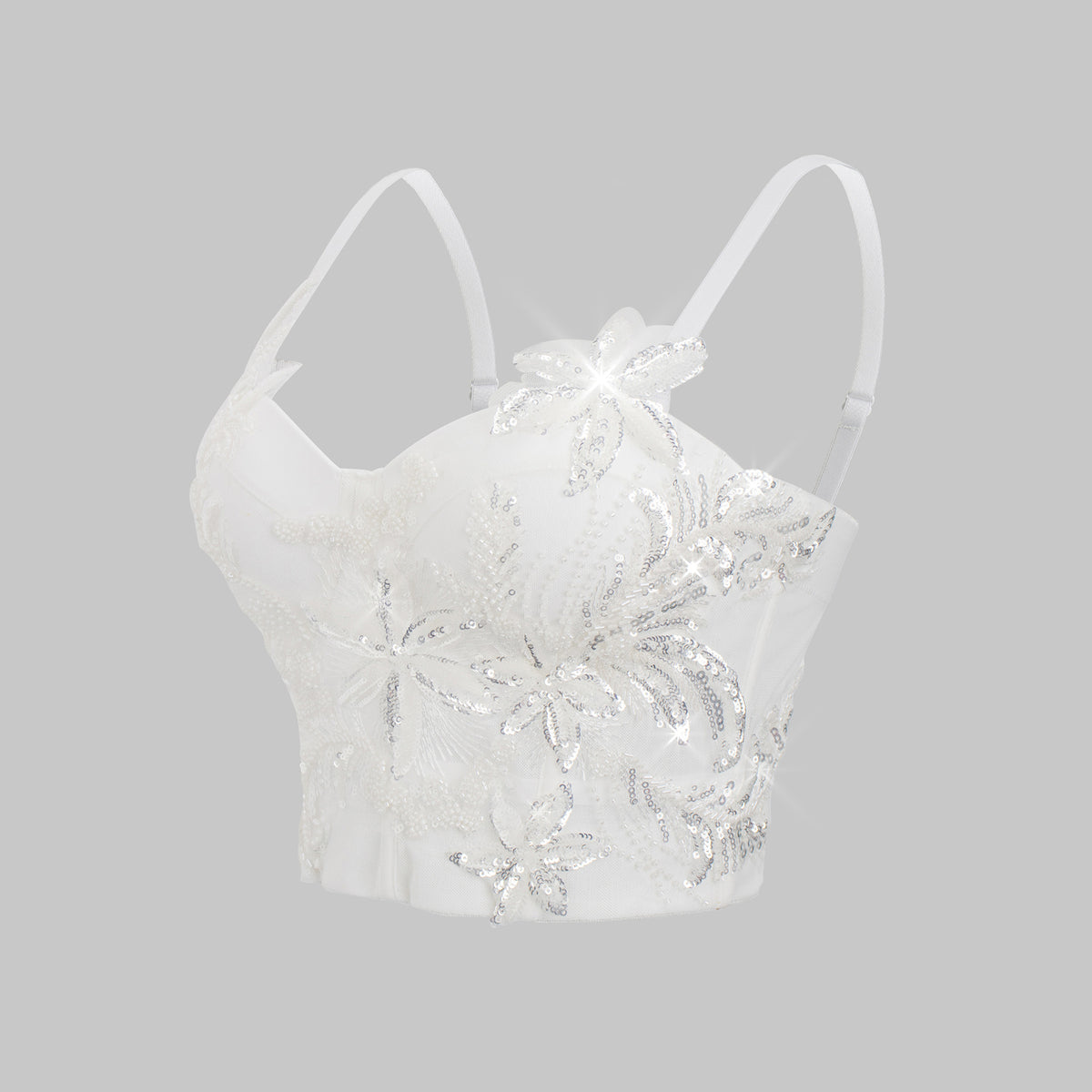 Women’s Strapless Floral Camisole with Built-In Pads
