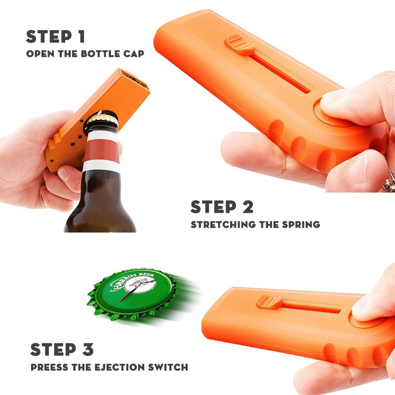 Cap-Launching Bottle Opener Keychain