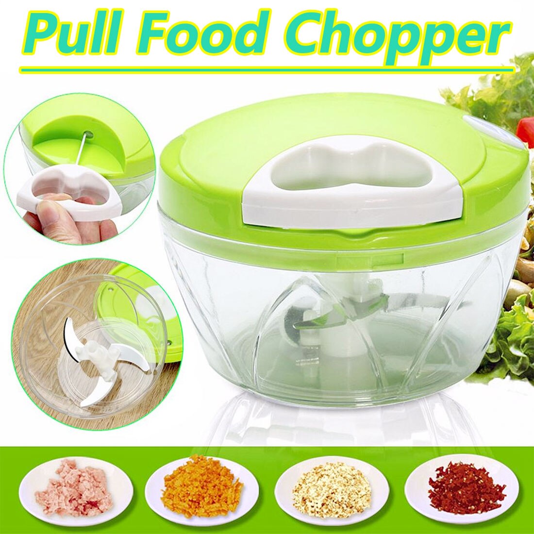 Manual Pull-Cord Vegetable & Garlic Chopper
