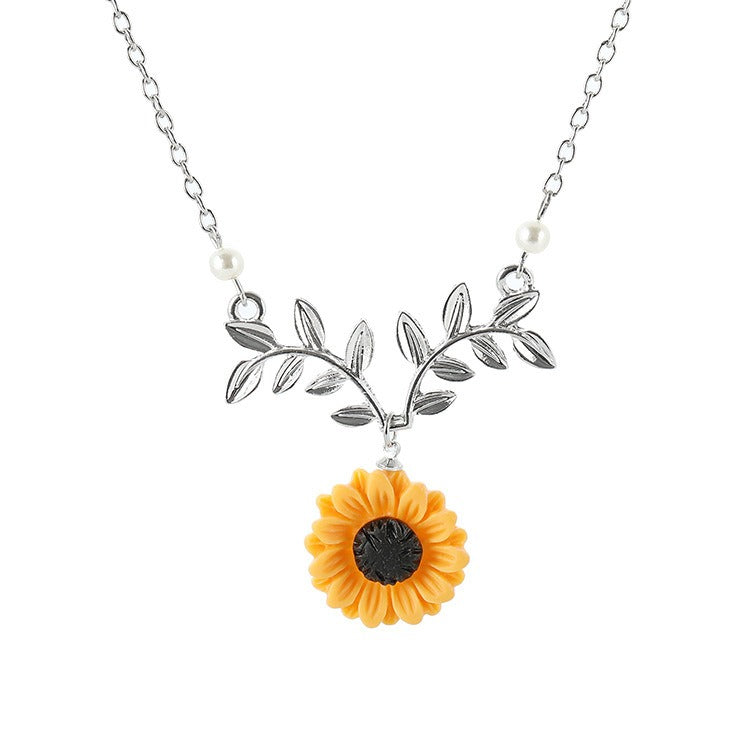 Sunflower Pearl Pendant Necklace