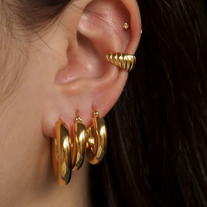 Gold-Tone Stainless Steel Hoop Earrings
