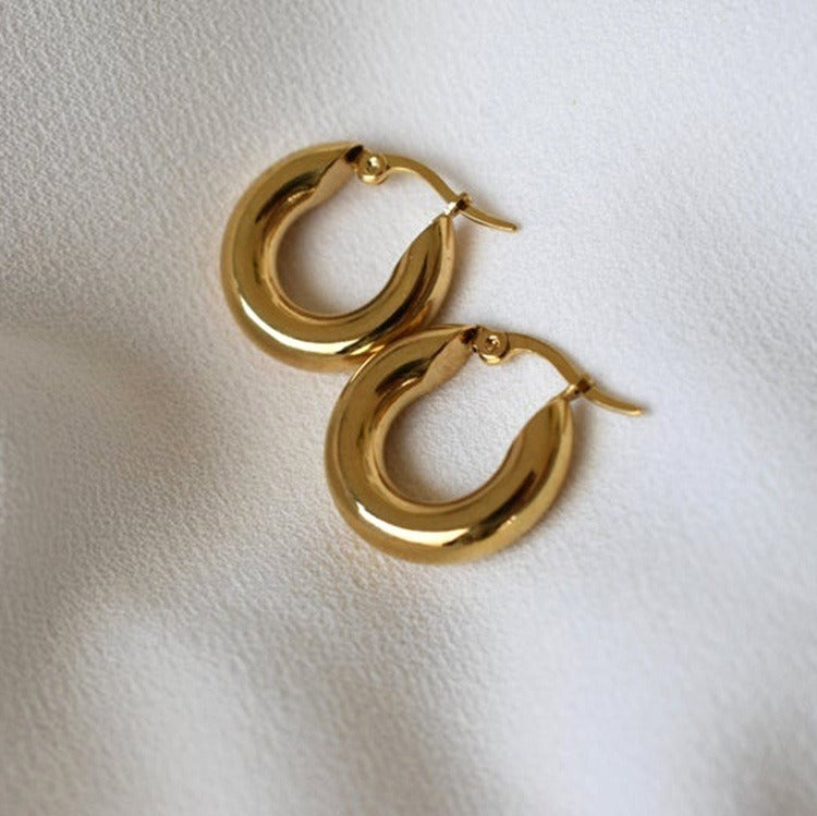 Gold-Tone Stainless Steel Hoop Earrings