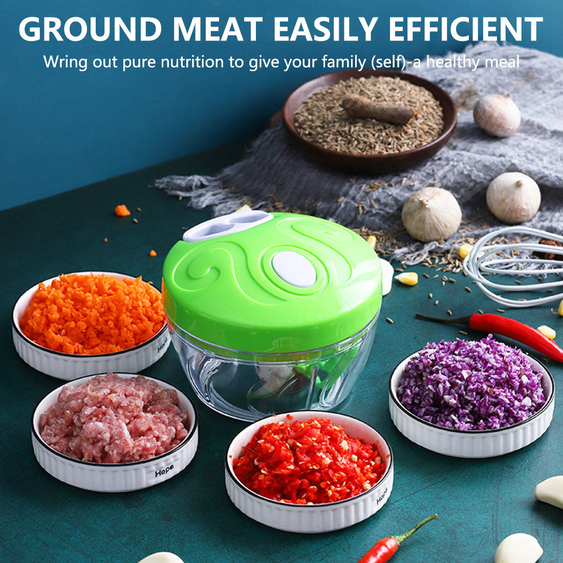 Manual Pull-Cord Vegetable & Garlic Chopper