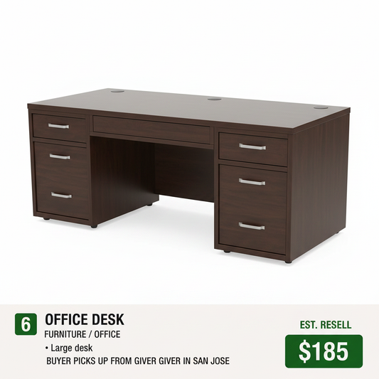 Large office desk with storage