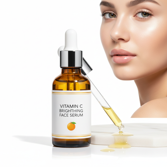 Vitamin C Brightening Face Serum in amber glass dropper bottle