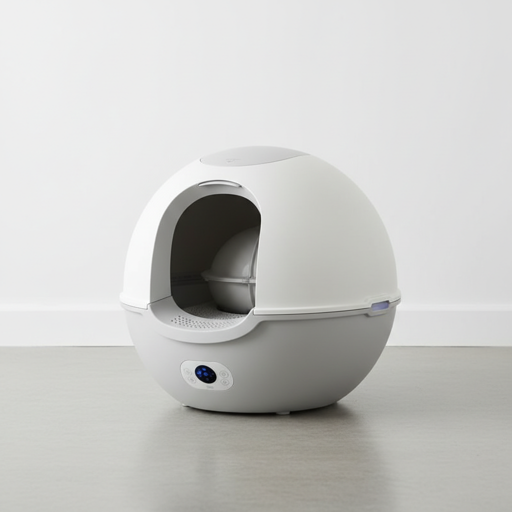 Self-cleaning automatic cat litter box with dome design