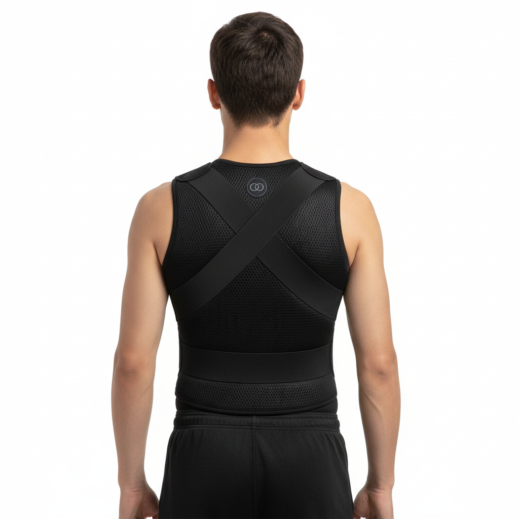 Posture Corrector Back Brace worn showing upright posture alignment